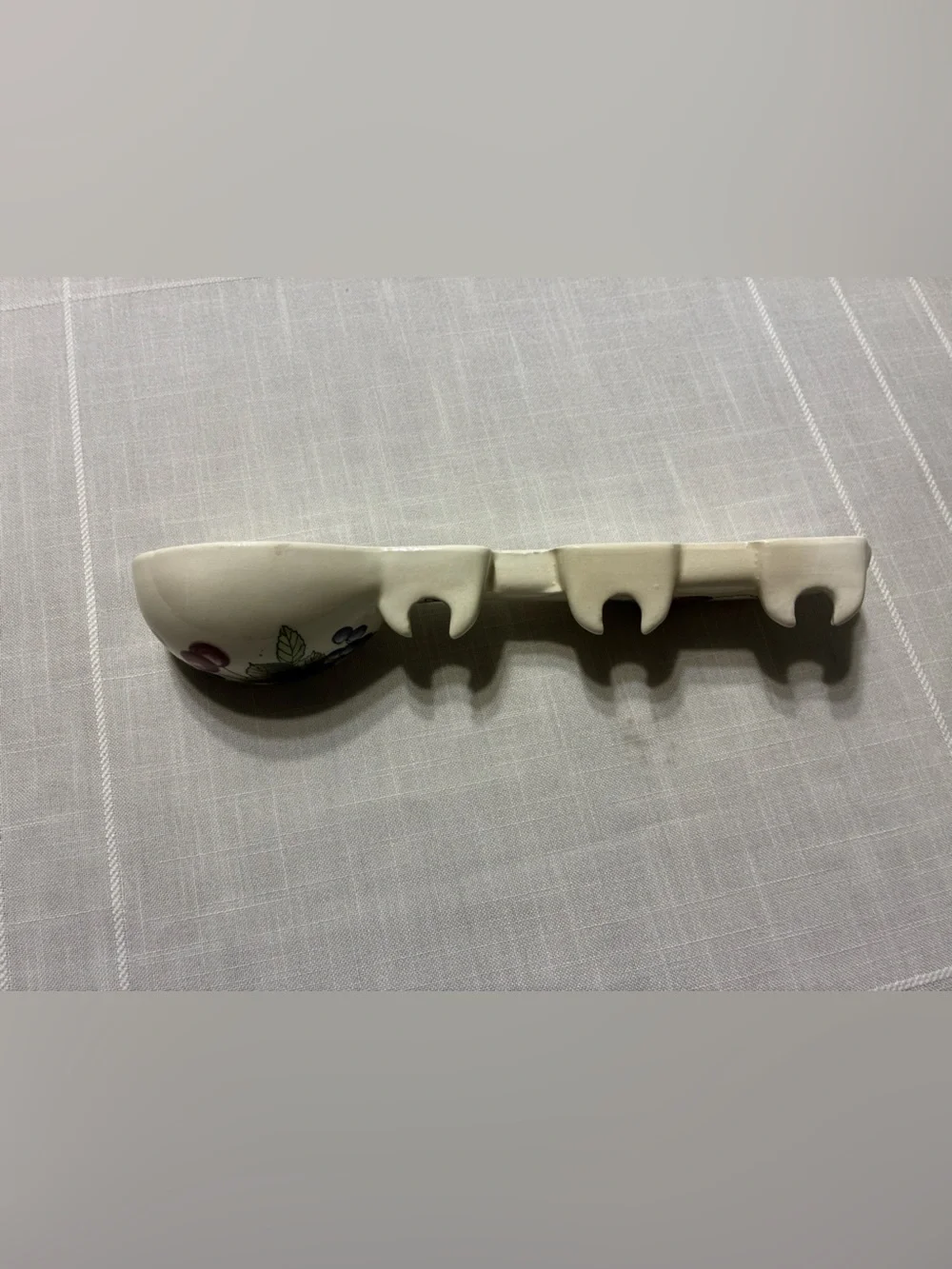 Vintage Ceramic Spoon Wall-pocket Utensil Holder with Fruit Motif